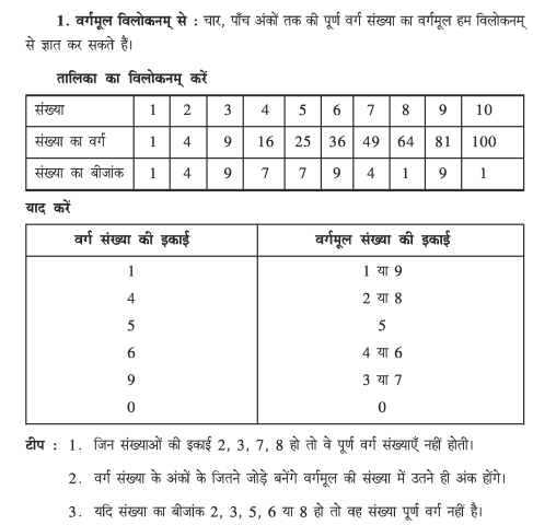 परिमेय संख्या का वर्गमूल - Notes of important topics