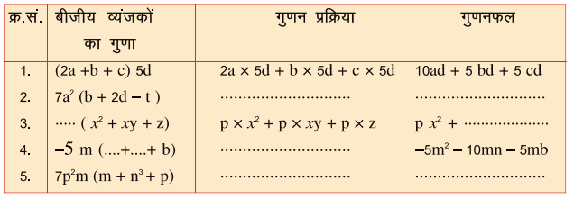 बीजीय व्यंजको के गुणा एवं भाग कक्षा 8 गणित - Notes of important topics