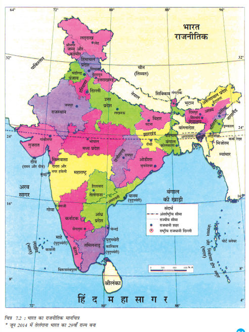 हमारा देश : भारत कक्षा 6 भूगोल - Notes of important topics